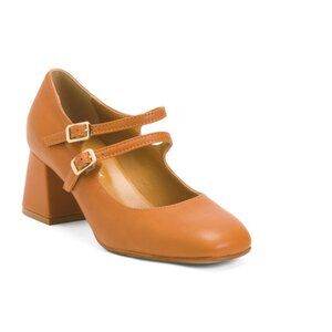 OROSCURO Brown Made In Italy Leather Heeled Ballerina Shoes